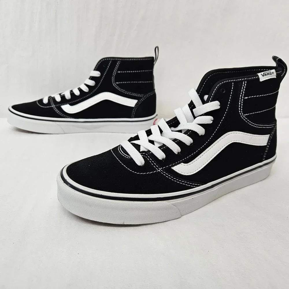 Vans Ashwood Hi Decon High Tops D96BA2 Suede Canvas Black White Women Size 9.5